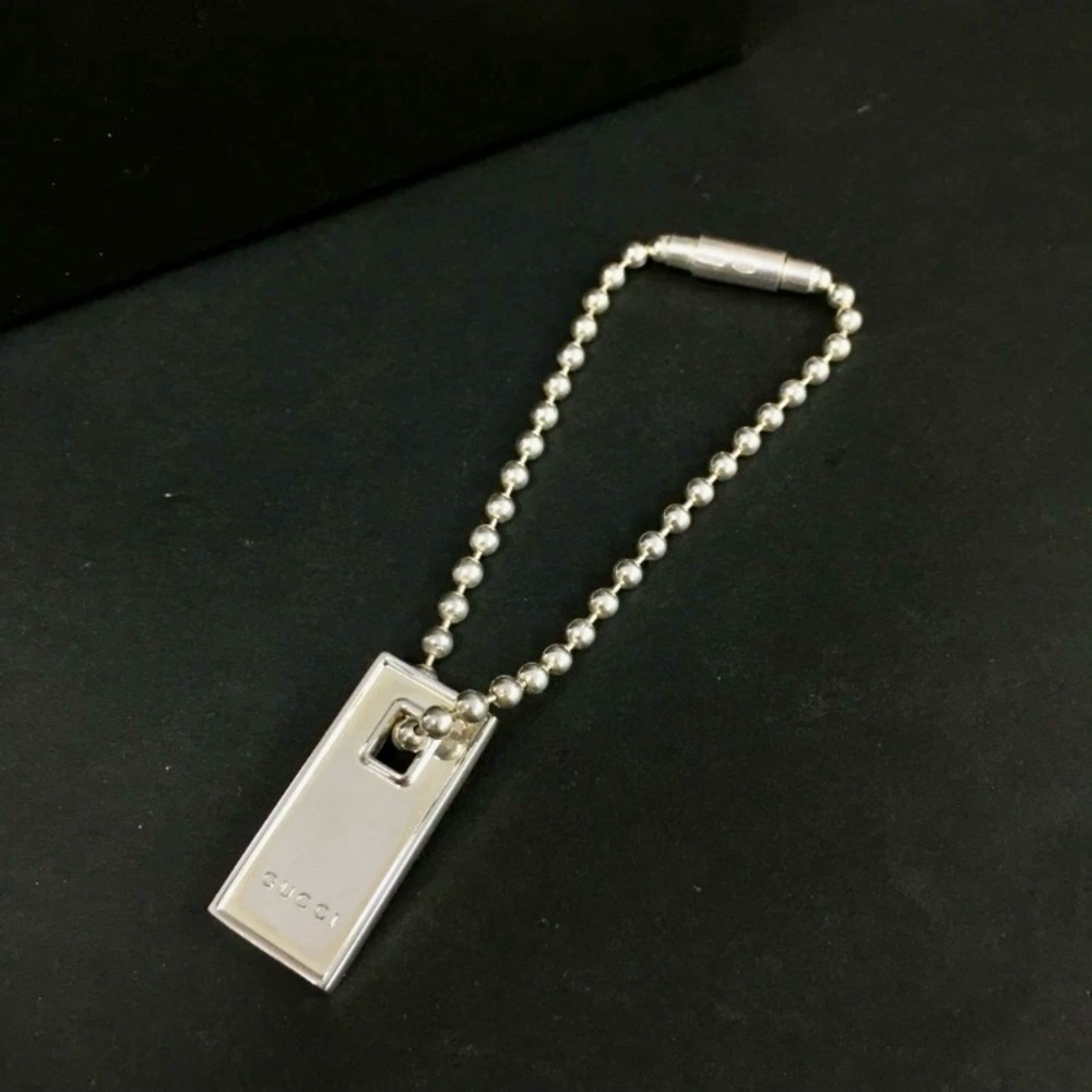 Authentic Gucci 925 Sterling Silver Tag Keychain Can Also Be Worn As A Necklace